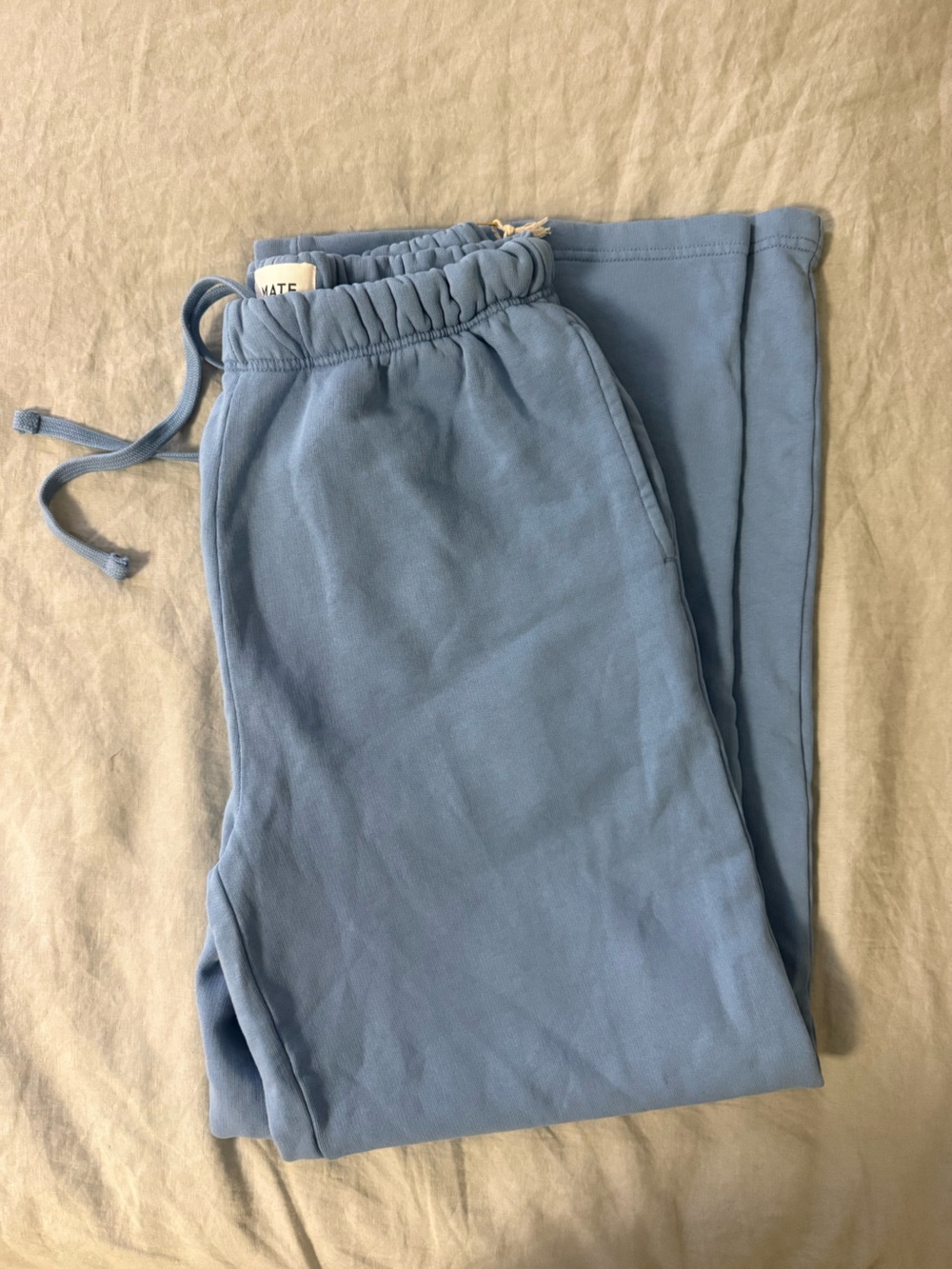 Mate the label organic fleece straight leg sweatpant lagoon medium